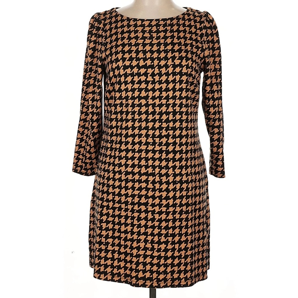 Ann Taylor Factory Houndstooth Knee Length Stretch Shift Dress Medium
